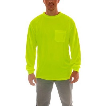 TINGLEY RUBBER Tingley® Enhanced Visibility T-Shirt, Long Sleeve, 1 Pocket, Fl Lime, 3XL S75502.3X